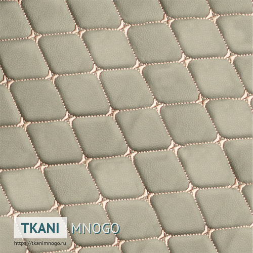 Фото материала 1961-1(арт.) Кожа искусственная - внешний вид, цвет бежевый, рисунок ромб, производитель Китай